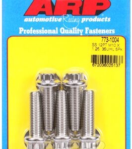 m10 x 1.25 x 35 12pt ss bolts+washers (5pcs)
