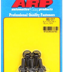 m6 x 1.00 x 16 hex black oxide bolts (5pcs)