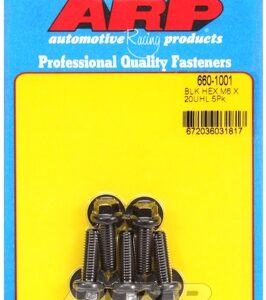 m6 x 1.00 x 20 hex black oxide bolts (5pcs)