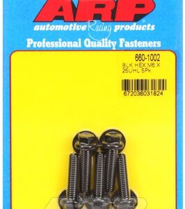 m6 x 1.00 x 25 hex black oxide bolts (5pcs)