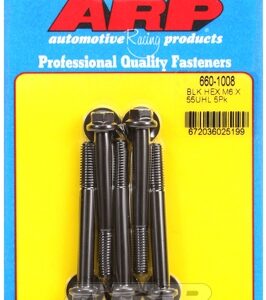 m6 x 1.00 x 55 hex black oxide bolts (5pcs)