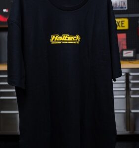 haltech new classic tee black with yellow logo l